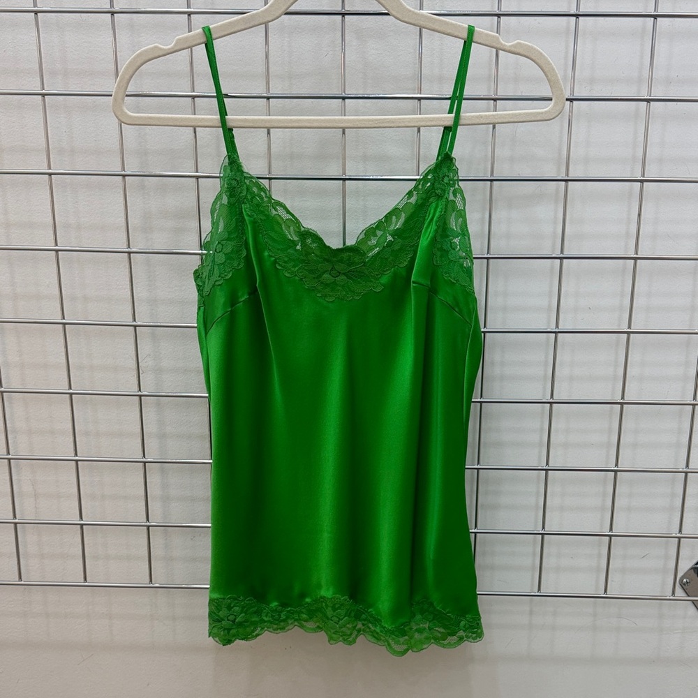 Green Silk Lace Cami Top